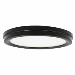 Allen + Roth 2PK 14-in Round Flush Mount-Black Finish