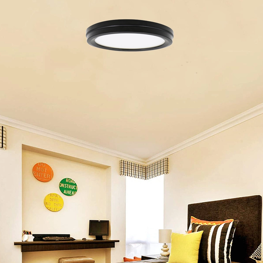 Allen + Roth 2PK 14-in Round Flush Mount-Black Finish 3 Allen + Roth 2PK 14-in Round Flush Mount-Black Finish - Image 3
