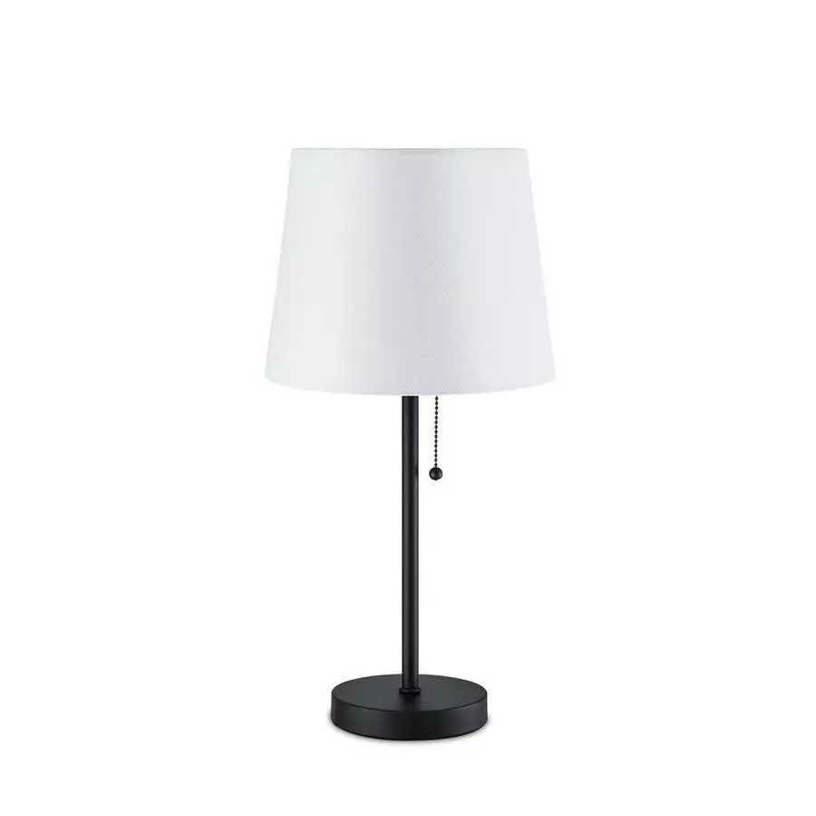 Allen + Roth 20-in 2PCS Painted Black Table Combo Set With White Linen Shades 2 Allen + Roth 20-in 2PCS Painted Black Table Combo Set With White Linen Shades - Image 2