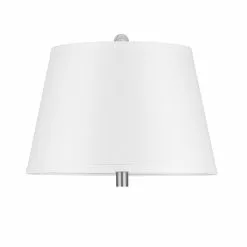 Allen + Roth 59.75-inH Brushed Nickel Floor Lamp With Stacked Solid Glass Ball With White Linen Shade -Allen + Roth Shop 910557 44066804