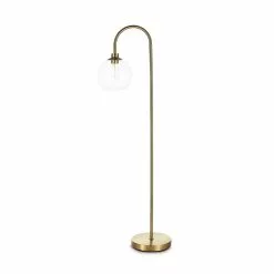 Allen + Roth 59.5-in Antique Brass Floor Lamp With Clear Glass Ball Down -Allen + Roth Shop 910564 44066742