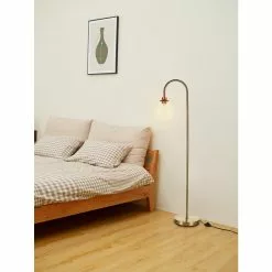 Allen + Roth 59.5-in Antique Brass Floor Lamp With Clear Glass Ball Down -Allen + Roth Shop 910564 46559613