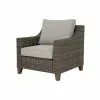 Allen + Roth Castlefield Brown Wicker Patio Chair With Grey Cushion