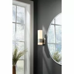 Allen + Roth Greer 4.88-in W 1-LED Light Brushed Nickel Contemporary Wall Sconce