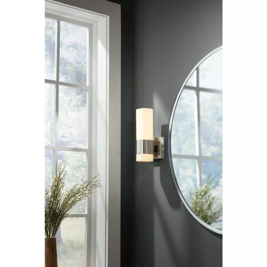 Allen + Roth Greer 4.88-in W 1-LED Light Brushed Nickel Contemporary Wall Sconce 1 Allen + Roth Greer 4.88-in W 1-LED Light Brushed Nickel Contemporary Wall Sconce
